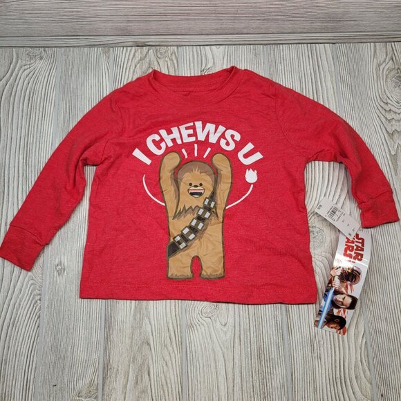 Valentines Day Star Wars Chewbacca‎ I Chews U Long Sleeve Shirt Mad Engine 12M - Picture 1 of 5